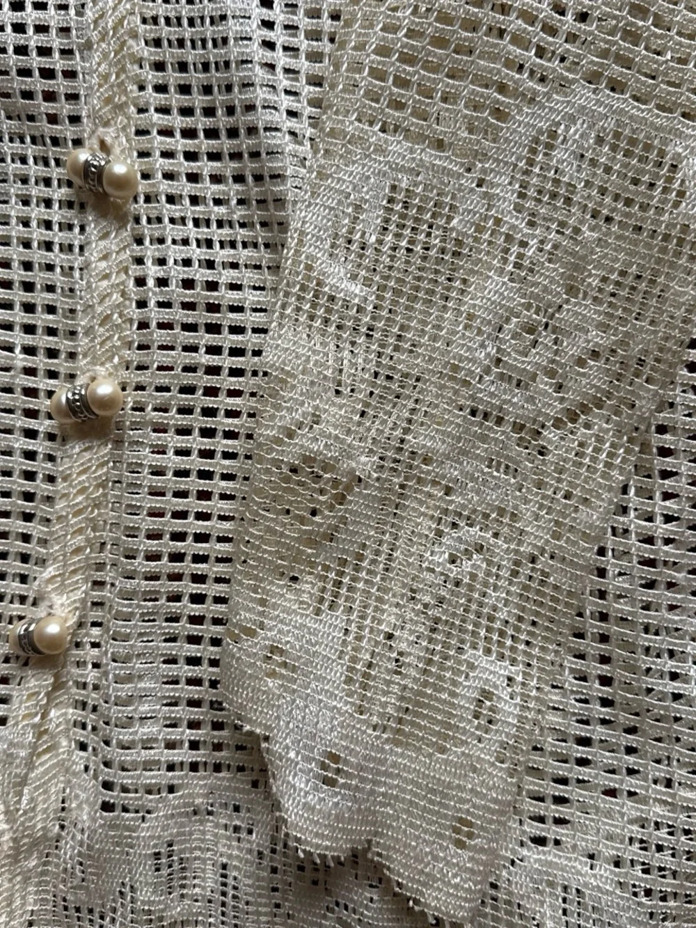 Vintage 80s/90s 3K Fashion Open Knit Lace Cardigan Tunic - Made in USA